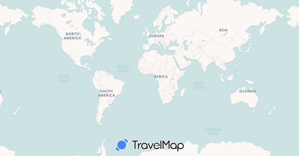 TravelMap itinerary: driving, bus, plane, train, hiking in Austria, Canada, Algeria, Portugal, Syria (Africa, Asia, Europe, North America)